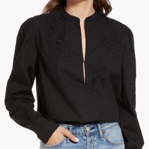 rag & bone Jade Embroidered collar blouse